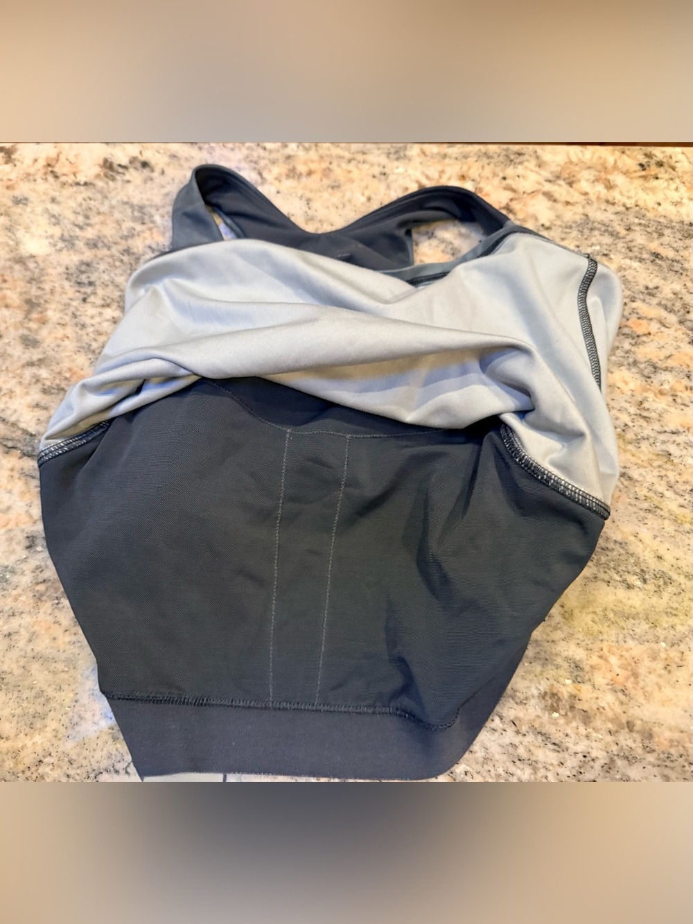 Athleta Medium Sports Bra Tie Dye Blue Gray Longline Crop Athletic Top. GUC - Picture 10 of 11